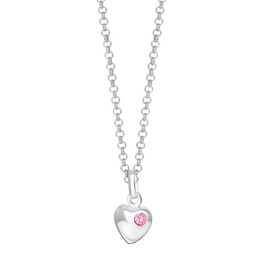 Billede af Hjerte vedhæng i rhodineret sølv med pink krystal.**
